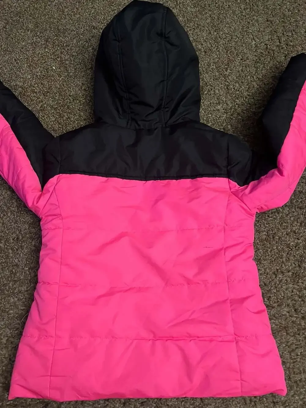 Girls Winter Puffer Jacket Size XS/XCH (4-5) Pink Black Hooded
